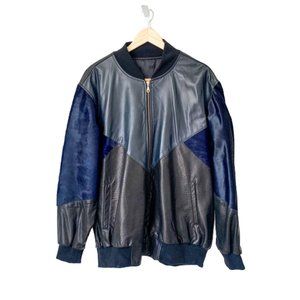 Custom Colorblock Suede and Leather Bomber Jacket